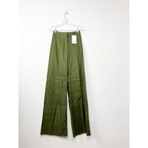 NWT 7 for all Mankind Army Green High Waisted Wide Leg Pants 0